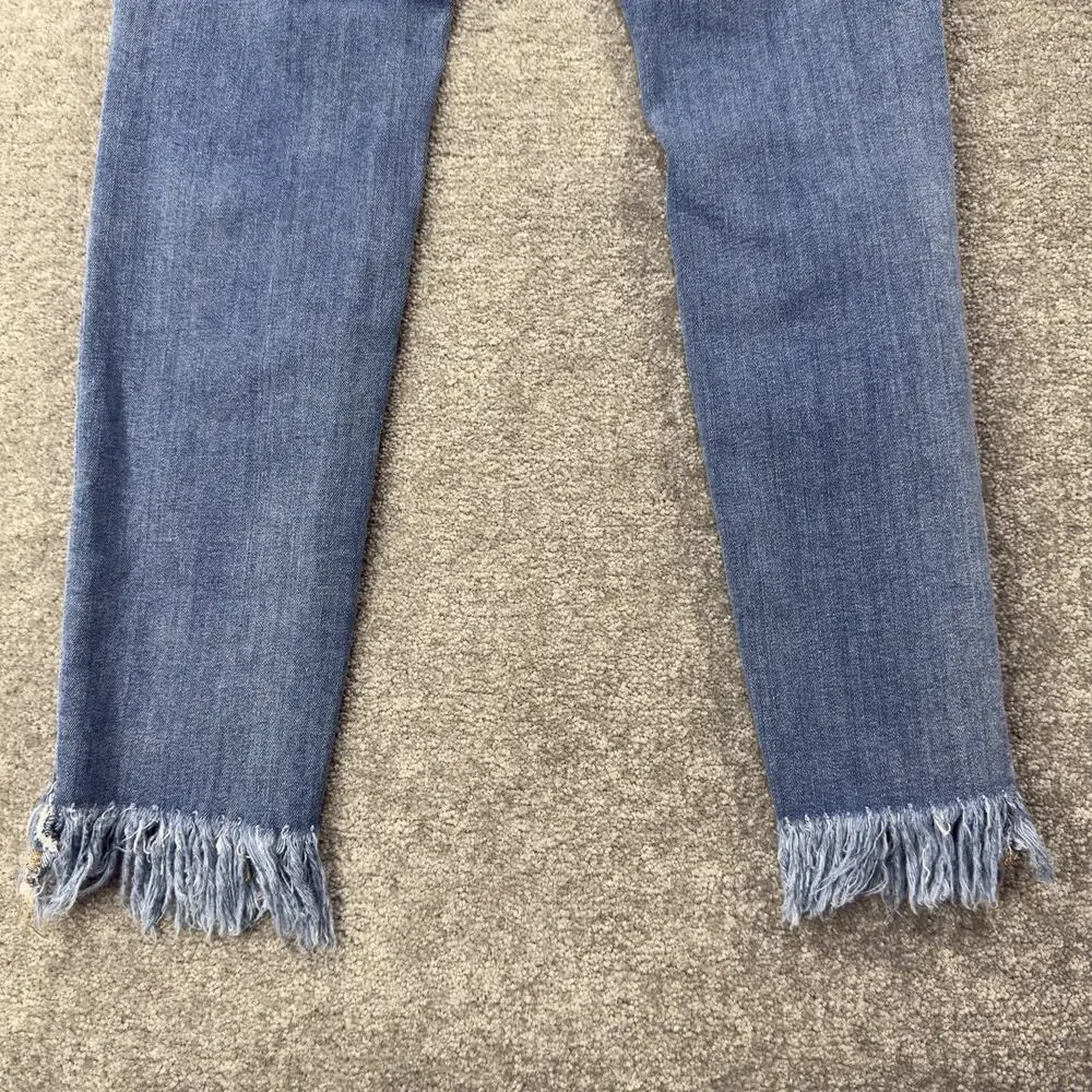 Free People Skinny Jeans Womens 27 Blue‎ Denim Distressed Fray Raw Hem 16515125